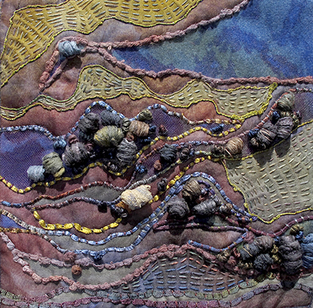 Terri Shinn Textile art strata felting and netting silk organza and cording thread